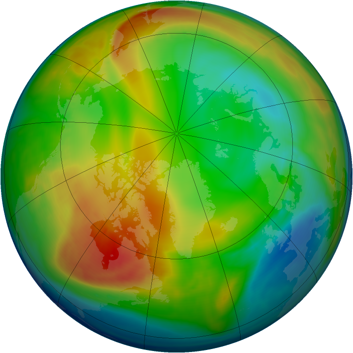 Arctic ozone map for 19 January 2008